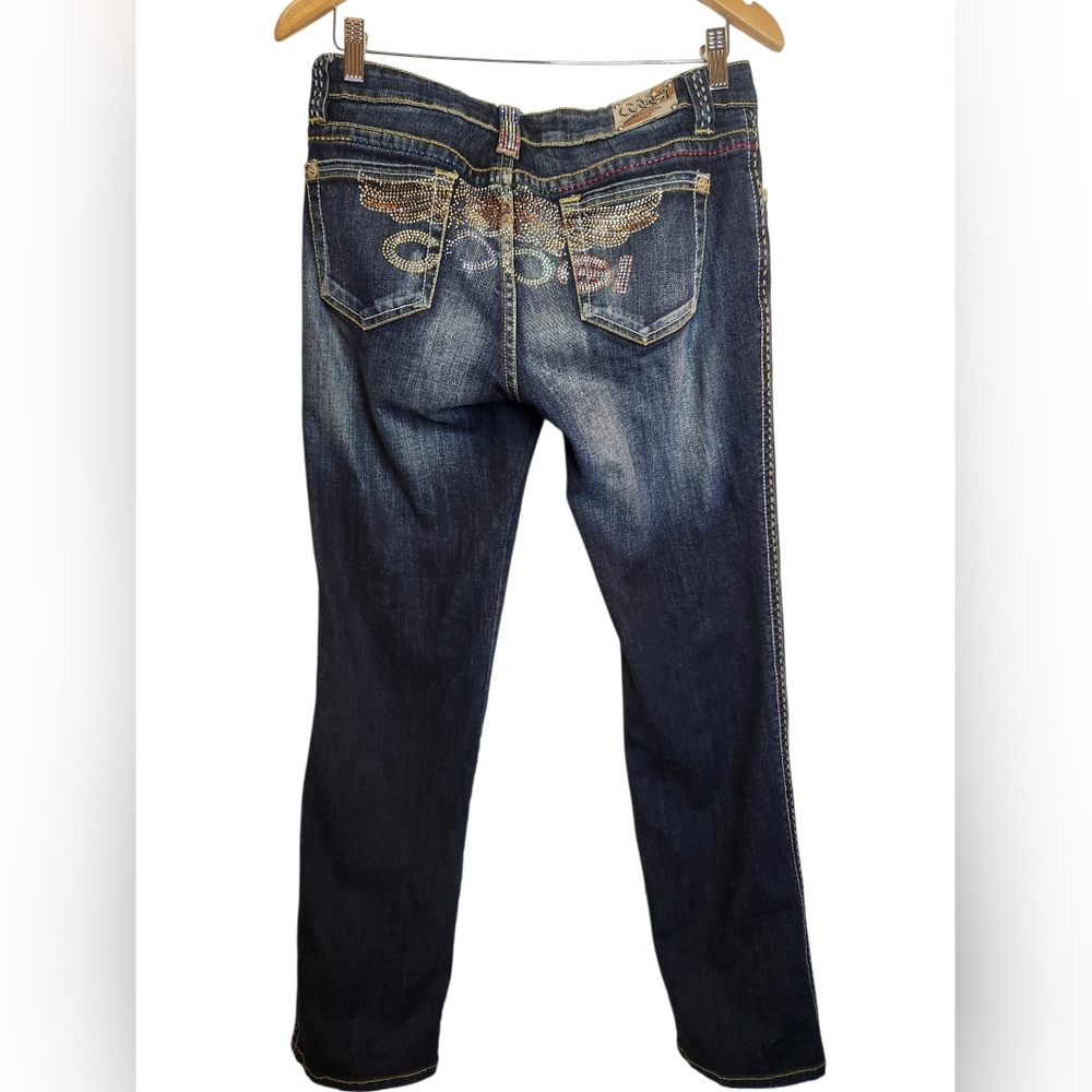 Vintage Y2K COOGI Rhinestone Bling Jeans Low-Mid Rise Dark Wash Embellished 9/10